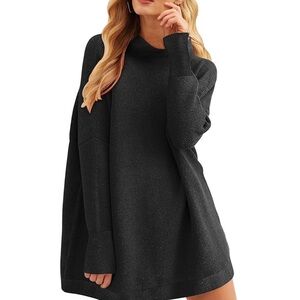 Oversized Navy Cowl Neck Sweater for Women